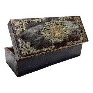 Oriental Wooden Toolbox with Alpacca Applications, 1930s For Sale