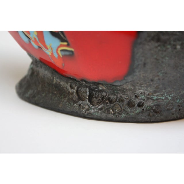 1960s Mid Century Italian Modern San Marino Fat Lava Ceramic and Enamel Pitcher For Sale - Image 5 of 13