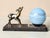 Art Deco Night Light with Fawn, Gilt Spelter and Blue Opaline Glass — France, circa 1930 Charming Art Deco night light...