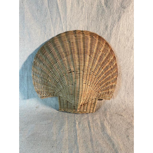 Mid 20th Century Large Low Wicker Scallop Shell Tray | Chairish