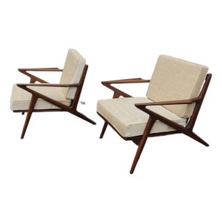 Danish Modern Poul Jensen for Selig Sculpted Z Lounge Chairs a Pair 6337 For Sale