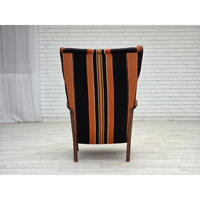 Danish Highback Armchair in Wool and Beech by Fritz Hansen, 1960s For Sale - Image 12 of 18