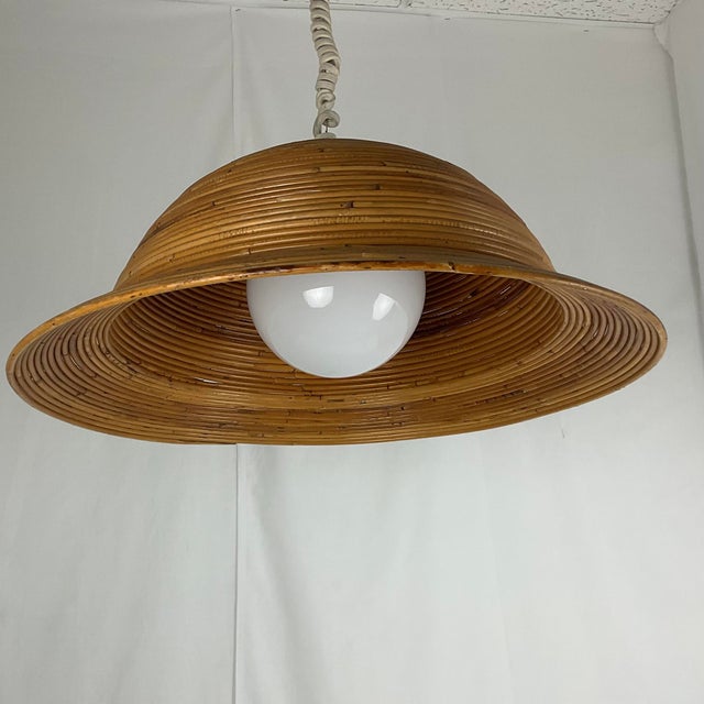1960s Mid Century Modern Italian Large Pencil Reed Pendant For Sale In West Palm - Image 6 of 8