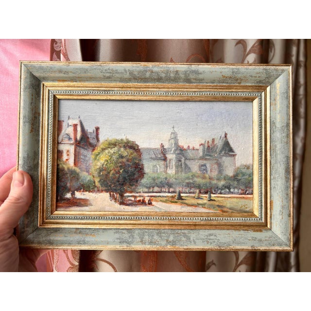 Plastic Framed Original Painting Fontainebleau Palace Landscape by Valeriya S. For Sale - Image 7 of 12
