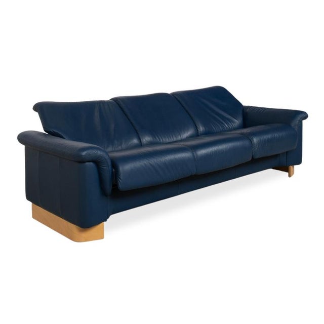 Paradise 3-Seater Sofa in Blue Leather from Stressless For Sale - Image 4 of 15