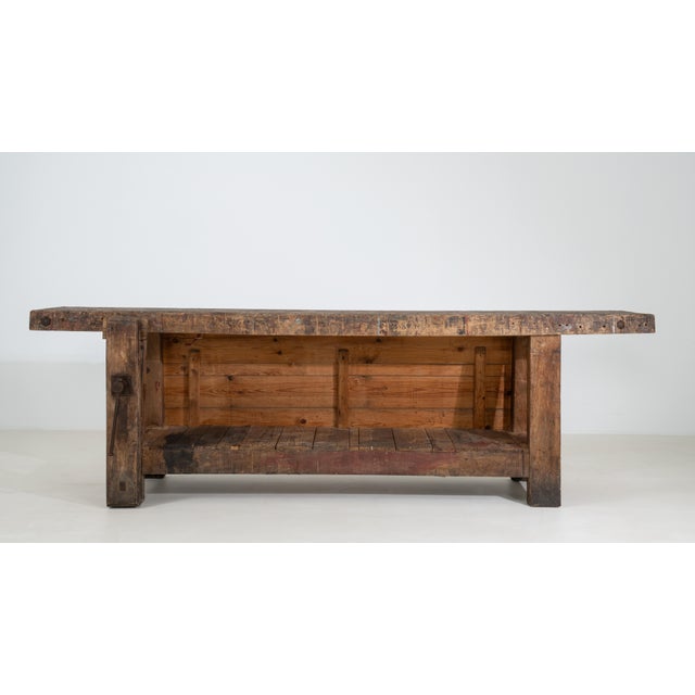 Carpenter's Workbench Table, Antique, Belgium, 20th Century For Sale - Image 11 of 11