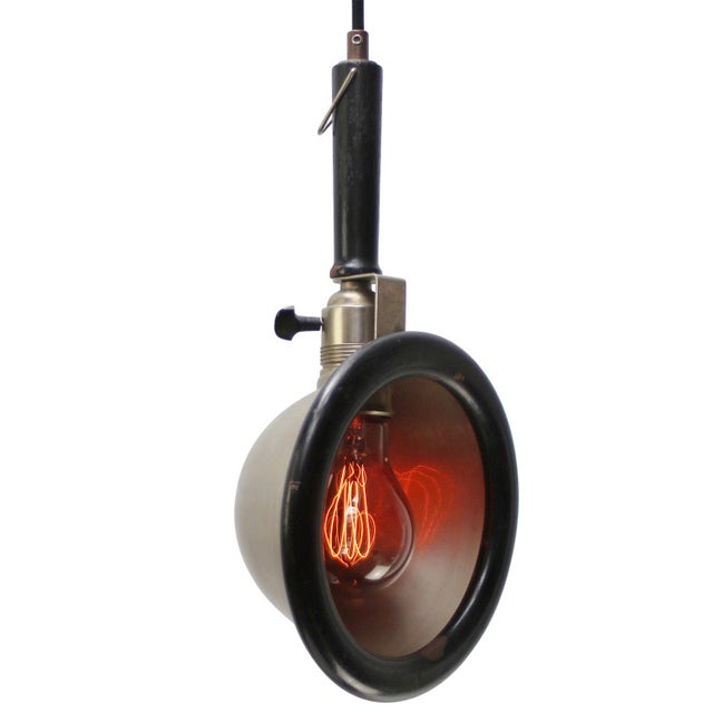 Metal Photography Dark Room Pendant Lamp in Nickel Plating and Black Wood For Sale - Image 7 of 7