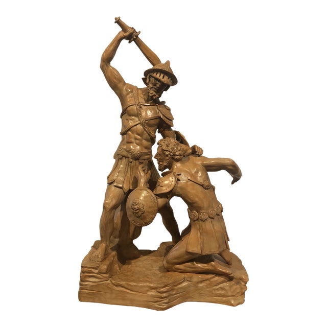 Terra Cotta Warrior Statue Signed by Artist. - Table Top - Circa 1940 For Sale