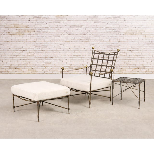 An authentic Mid century Modern Italian neoclassical patio and garden adjustable chain-back Amalfi lounge chair and...