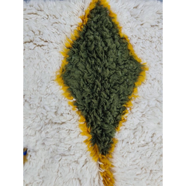 Azilal Ivory Diamond Multicolor Wool Moroccan Rug For Sale - Image 9 of 11
