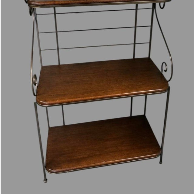 Metal Bakers Rack Wood Shelves Scrollwork Display Shelf Bookcase Plant Stand Description Add warmth and elegance to any...