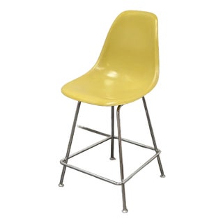 Eames Fiberglass Yellow Shell Counter Stool, Vintage For Sale