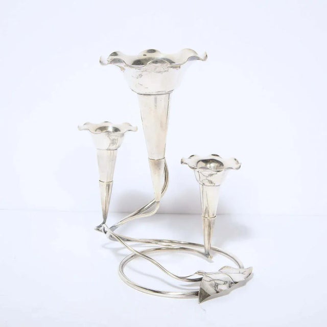 Art Nouveau Morning Glory Silver Plated Candelabras - A Pair For Sale - Image 11 of 13