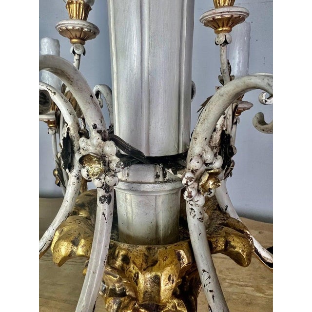 Rococo Chandelier With Gilt Putti and Hand-Painted Ir For Sale - Image 11 of 15