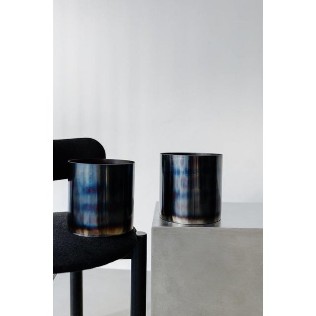 Loto Medium Planter in Burned Steel by Form & Eisen For Sale - Image 12 of 15
