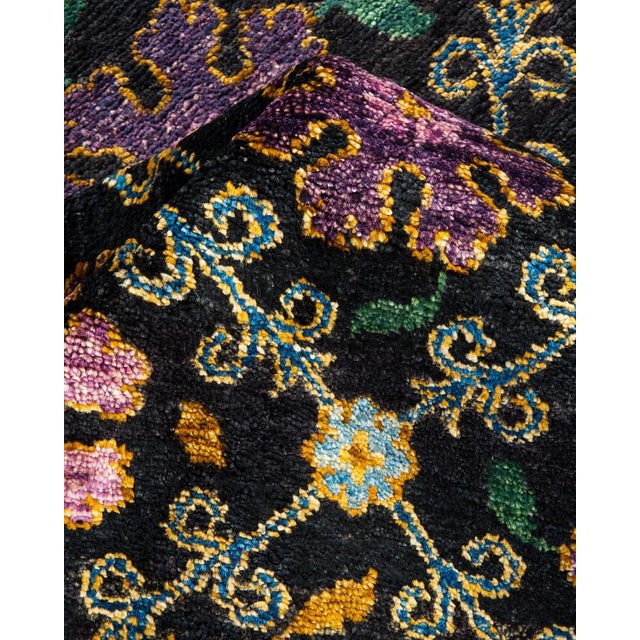 Textile Suzani Hand-Knotted Area Rug - Black, 8' 2" x 10' 2" For Sale - Image 7 of 8