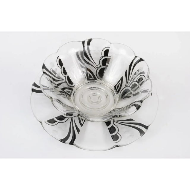 Black Art Deco Glass Bowl and Platter by Karl Palda, Set of 2 For Sale - Image 8 of 9