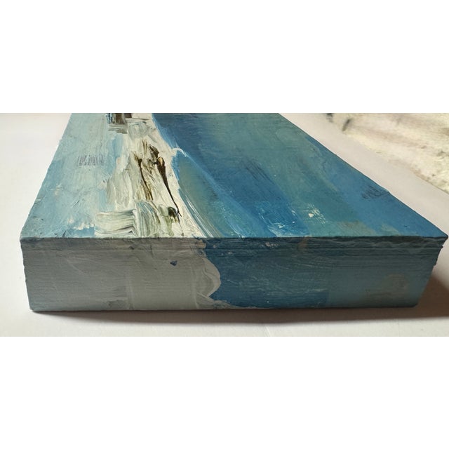 9" W x 7.25" H x 2.0" D An evocative small-scale original painting that captures the raw, fluid energy of the coast...