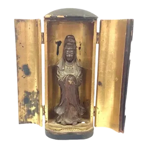Antique Japanese Lacquer and Giltwood Zushi Shrine