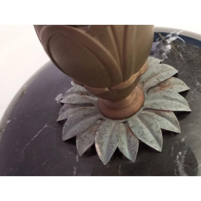 Table Lamp with Marble Base and Bronze Leaf Decoration, Italy, 1950s For Sale - Image 12 of 18