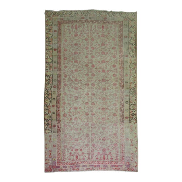 Antique Worn Khotan Rug - 6'4" x 13'2" For Sale