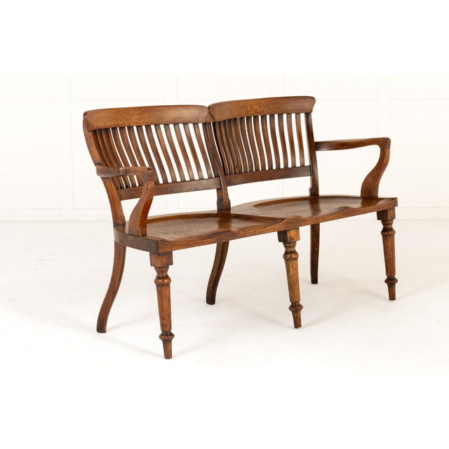 19th Century English Oak Double Chair-Back Settee For Sale - Image 9 of 9