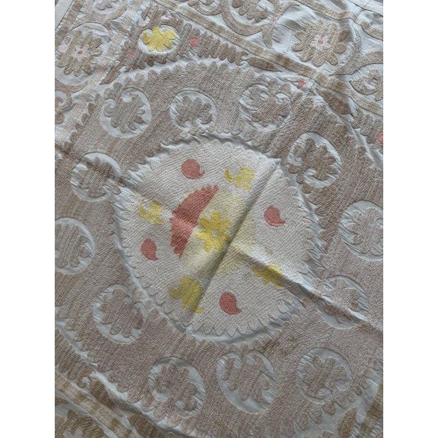 Suzani Wall Decor - Hand-Embroidered Embroidery 3'9'' X 4' For Sale - Image 13 of 15