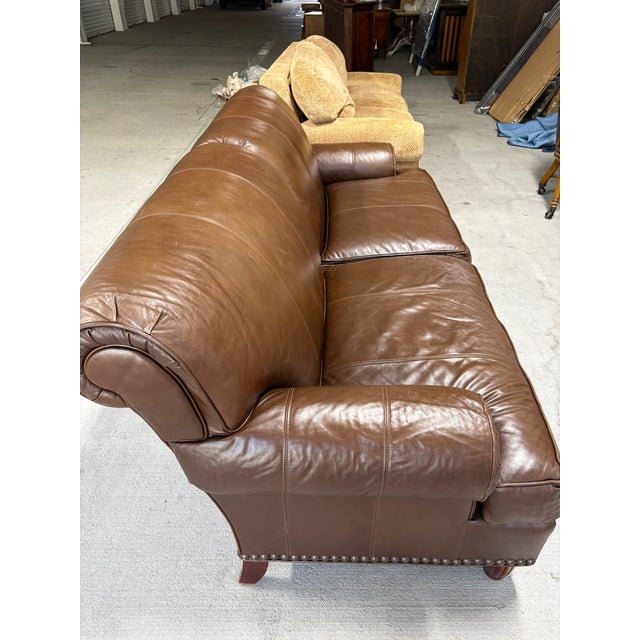 Late 20th Century Napa Brown Leather Sofa With Nail Head Treatment, Late 20th Century For Sale - Image 5 of 8