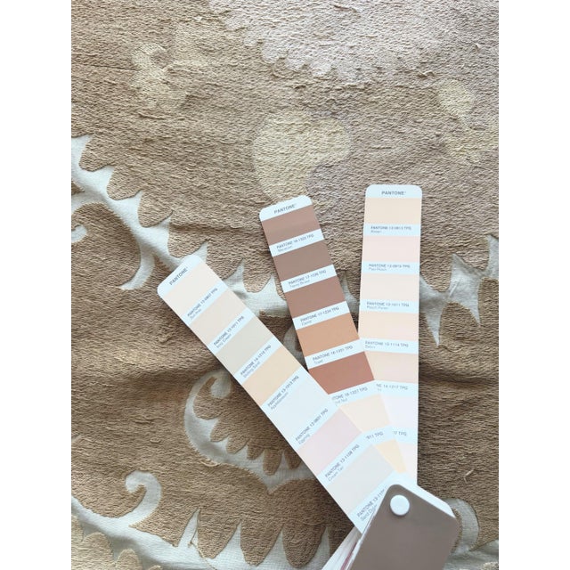 Hand-Embroidered Neutral Tan Suzani Wall Hanging Decor, 5'2'' X 5'4'' For Sale - Image 9 of 9