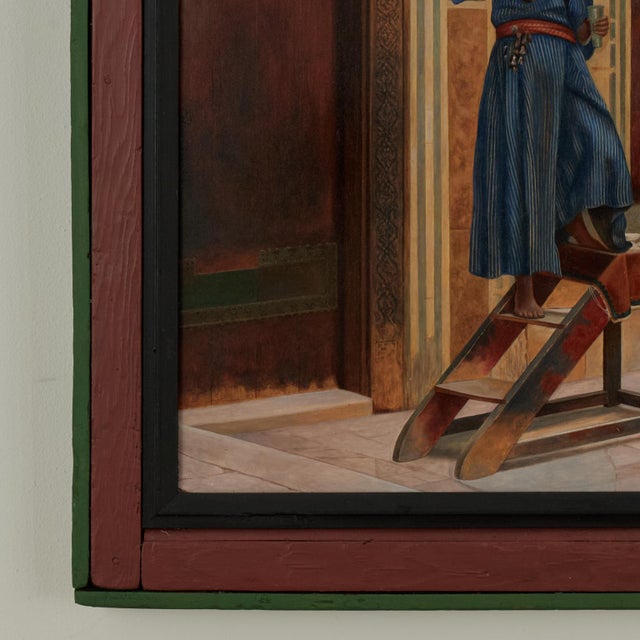 Paper Antique Orientalist Painting of a Lamplighter in an Interior Scene For Sale - Image 7 of 10