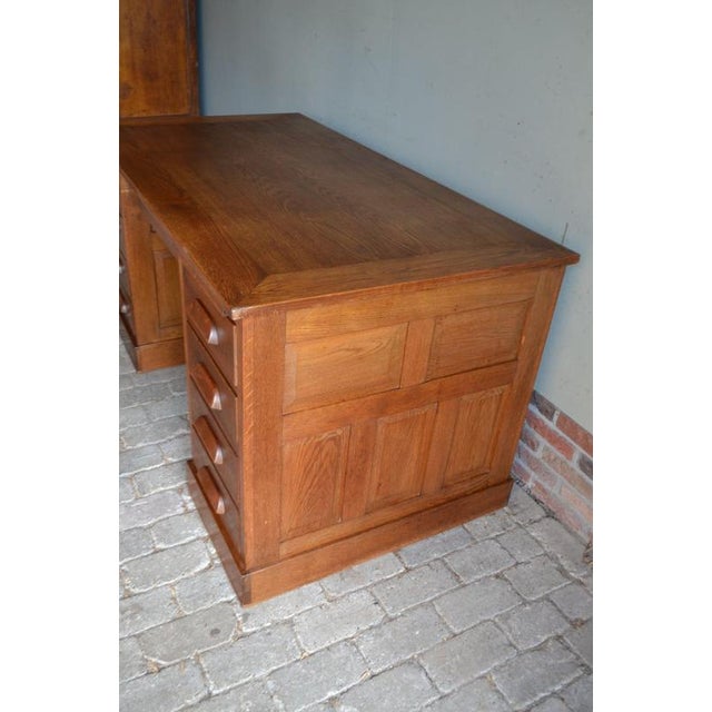 Antique Oak Art Deco Desk with Chair, Set of 2 For Sale - Image 9 of 14