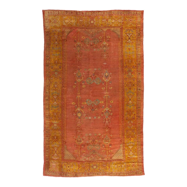 Late 19th Century Antique Turkish Oushak Rug - 09'03 X 15'04 For Sale