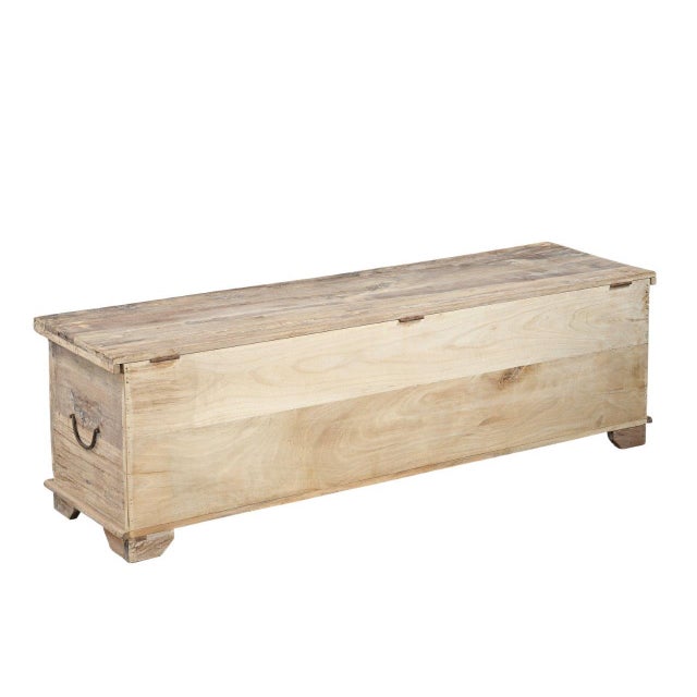 Footboard “Bed Bench” Constructed From an Antique Teakwood Door Panel and Reclaimed Wood For Sale - Image 4 of 4