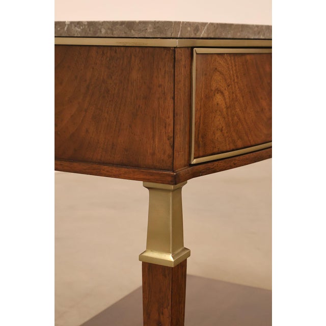 Johnathan Charles 'Barcelona' Marble Top Walnut Nightstand For Sale - Image 13 of 18