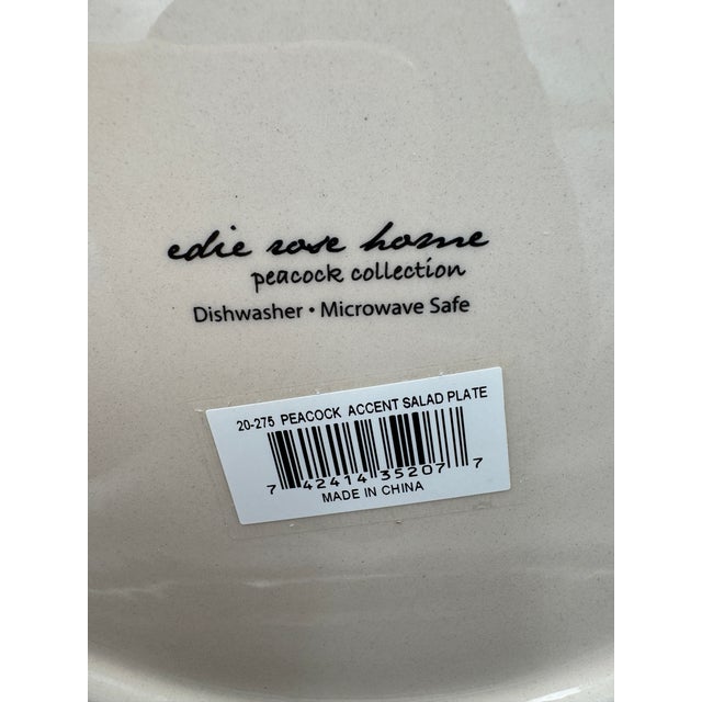 Accent Salad Plates Edie Rose Home Peacock Collection 9 1/8" Brand New - Set of 4 For Sale - Image 10 of 10