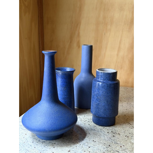 Mid-Century Blue Studio Pottery Vases from Ceramano & Zaalberg, Europe, 1960, Set of 4 For Sale - Image 10 of 18