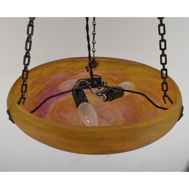 French Art Deco Pendant Light by Daum & Majorelle - 1925 Chandelier France For Sale - Image 11 of 11