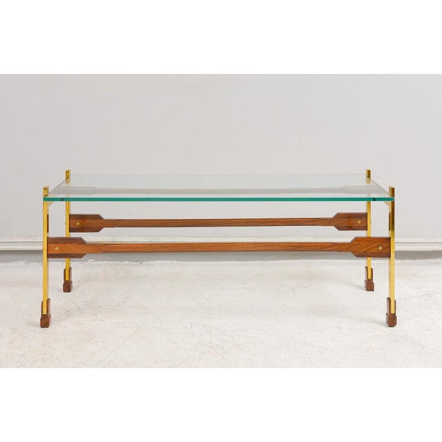 Wood Sculptural Rosewood and Brass Coffee Table For Sale - Image 7 of 12