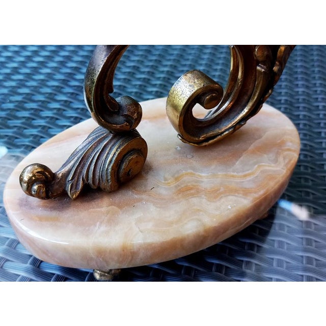 Vintage Marble and Bronze Candleholders, 1930s, Set of 2 For Sale - Image 6 of 15