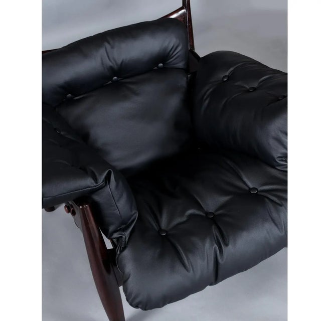 Brazilian Rosewood & Leather Sling Chair and Ottoman by Sergio Rodrigues for Isa For Sale - Image 12 of 18