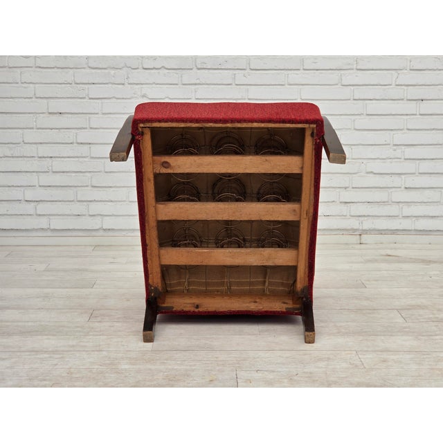 Art Deco Danish Armchair in Red Furniture Wool and Beech Wood, 1950s For Sale - Image 14 of 18