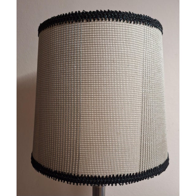 Beige Vintage Floor Lamp with Chrome-Plated Metal Base and Fabric Shade by Lamplove, 1970s For Sale - Image 8 of 10