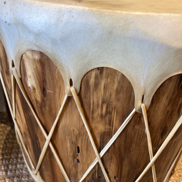 Wood Native American Drum Side Table For Sale - Image 7 of 7