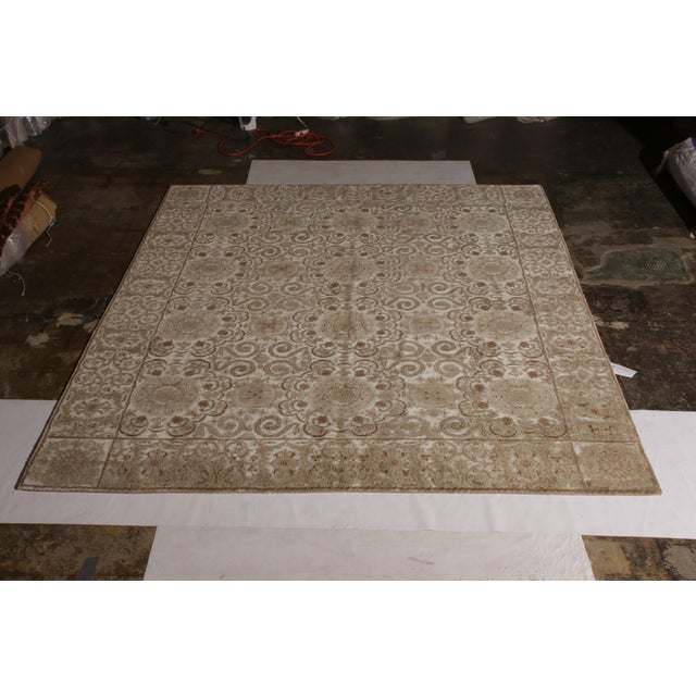 Custom European Style Rug Beige Brown Medallion Pattern by Rug & Kilim For Sale - Image 4 of 7