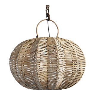 Split Raw Rattan Pumpkin Pendant Light 16" For Sale