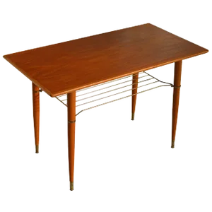 Swedish Mid Century Modern Teak Table With Brass Shelf