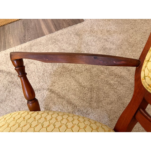 Early 20th Century Mahogany Office Armchair With Patterned Upholstery For Sale In Charlotte - Image 6 of 11