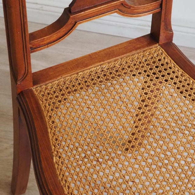 Wood Antique French Louis XVI Style Dining Room Chair in Wicker For Sale - Image 7 of 13