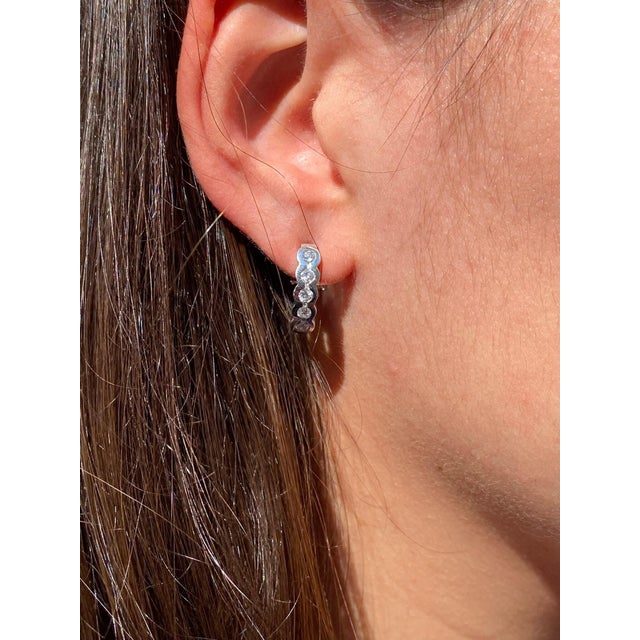 The Aubudon: Bezel Set Diamond Cerceau Earrings, 2 Pieces For Sale In Philadelphia - Image 6 of 6