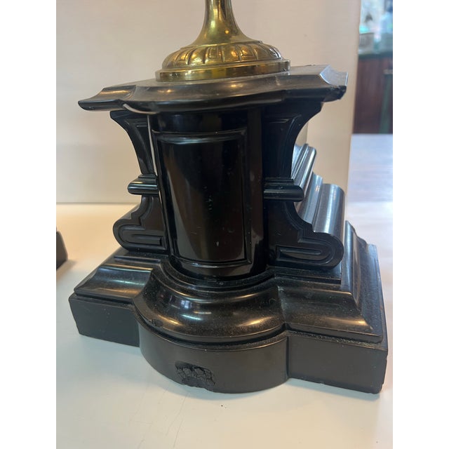 French Ormulo 6 Arm Candelabra Pair in Gold Brass With Marble Bases For Sale - Image 4 of 10